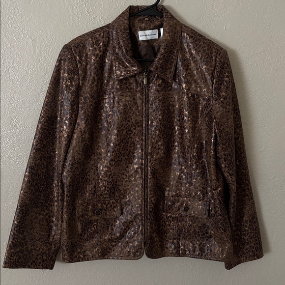 Alfred Dunner Animal Print Jacket Brown Bronze Size 16 Women’s Plus - Picture 1 of 7